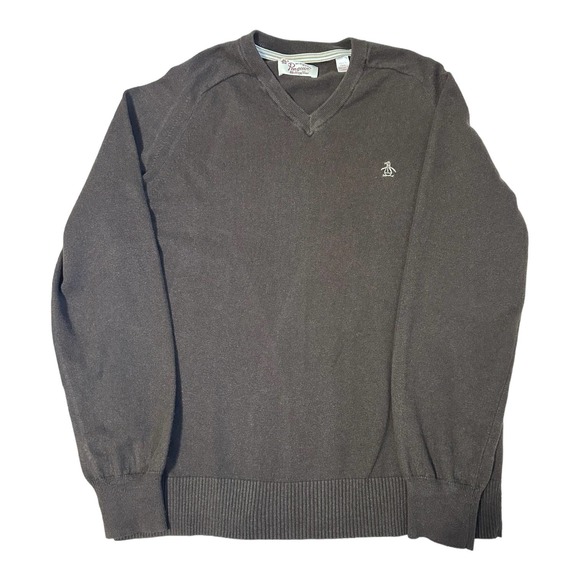 Original Penguin Brown Cashmere Blend V-Neck Sweater, Size XL - Picture 1 of 4